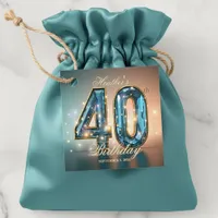 Opulent Glamorous Teal Gold Crystal 40th Birthday Favor Tags