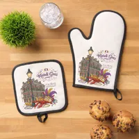 Mardi Gras Oven Mitt & Pot Holder Set