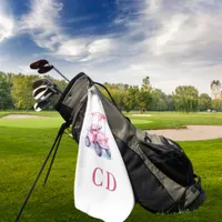 Pink cart monogram golf towel