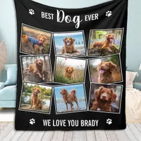 Best Dog Ever Custom Black Photo Collage Fleece Blanket