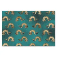 Vintage Teal and Gold Nautical Heradlic Pattern Tissue Paper