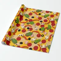 Pizza Topping Funny Cartoon Wrapping Paper