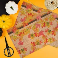 Fall Autumn Maple Leaves On Barn Wood Tissue Paper