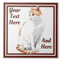 Ginger Orange and White Cat Personalized Ceramic Tile