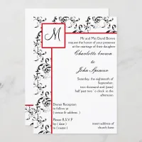 Red Black Damask Wedding Invitations