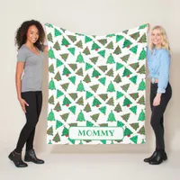 Christmas Trees | White And Green Mommy Fleece Blanket