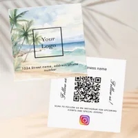 Beach logo qr code instagram follow us square business card