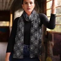 Halloween Black And White Spider Web Scarf