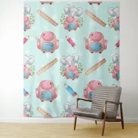 Back to School Elephant Pattern Tapestry