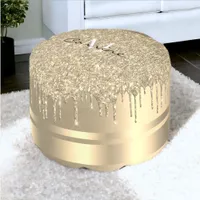 Monogram 14k Gold Glitter Drips Ottoman Pod Pouf