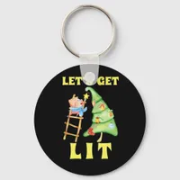 Let's Get Lit Funny Christmas Drinking Classic Keychain