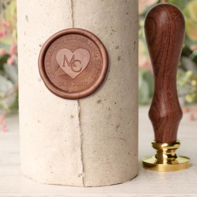 Elegant 7th 22nd 49th Copper Wedding Anniversary Wax Seal Stamp