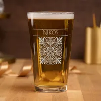 Classic Greek Inspired Personalized  Pint Glass