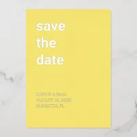 Simple Butter Yellow Save the Date Foil Invitation