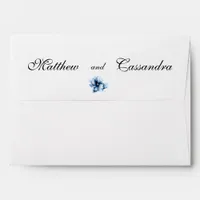 Elegant Dusty Blue Navy  Flowers Wedding  Envelope