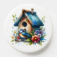 Cute Little Watercolor Birdhouse and Bird PopSocket