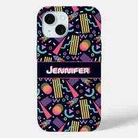 Retro Colorful 90s Vintage Geometric Personalized iPhone 15 Case