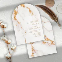 Modern Marble Glitter Wedding Gold Arch ID816 Invitation