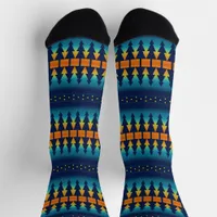 Southwest Sunset Pines and Stars Pattern Socks