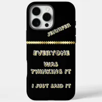 Flame igniter with a witty saying in hand iPhone 16 pro max case