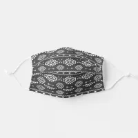 Aztec Pattern Charcoal Grey and White Adult Cloth Face Mask