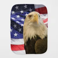 American Bald Eagle and Flag Baby Burp Cloth