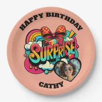 Personalized Pop Art Retro Birthday Photo Paper Plates