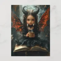 Fantasy Girl With Horns and Wings Coffee Book Postcard