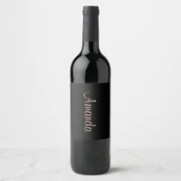 Black and Rose Gold personalized Wine Label