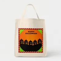 Festive Halloween Jack o' Lantern Silhouettes Tote Bag