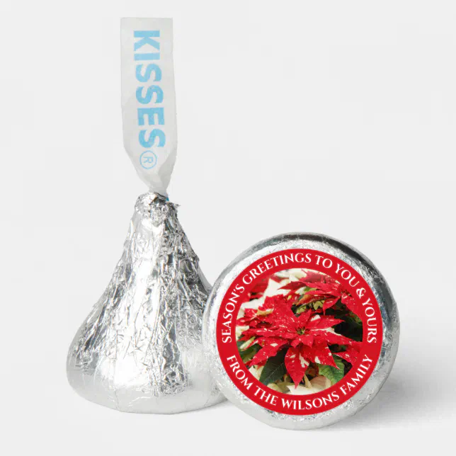 Festive Red White Floral Poinsettias Hershey®'s Kisses®