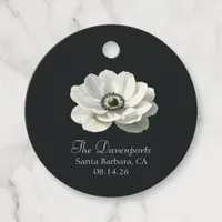 Modern Luxury Flower Black & White Formal Wedding Favor Tags