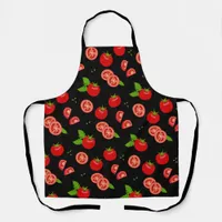 Ripe Tomatoes Red Black Fruit Pattern Apron