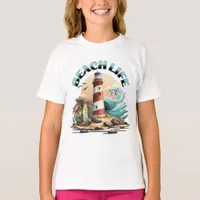 Beach Life | Tropical Beach and Lighthouse  T-Shirt