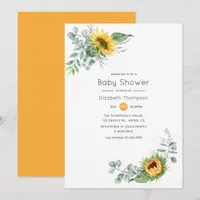 Boho Sunflower Eucalyptus Baby Shower Invitation