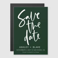 Green Simple Handwritten Calligraphy Save the Date Magnetic Invitation