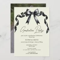 Black Bow Coquette Photo Graduation Party Invitation