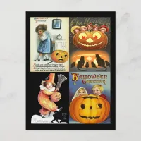 Vintage Jack o'Lantern with Kids Montage Postcard