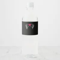 Skeleton Hands Heart Cute Water Bottle Label
