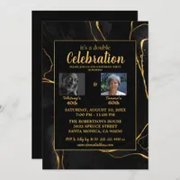 Elegant Black & Gold Marble Birthday Party Invitation