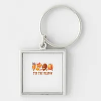 Tis The Season Leopard Football Halloween Fall Keychain