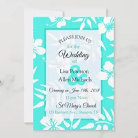 Teal Hibiscus Wedding Invitation