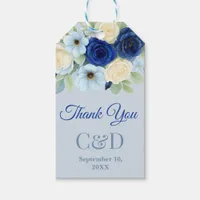Navy Royal Bue Wedding Watercolor Ivory Flowers Gift Tags