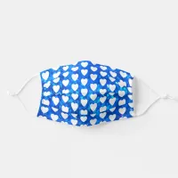 Cute Heart Pattern White on Blue Sparkles Adult Cloth Face Mask