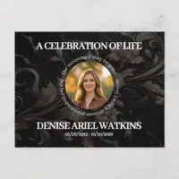 Elegant Floral Marble Memorial Remembrance Photo Thank You Card