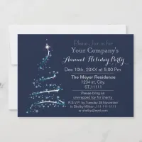 Blue Silver Festive Corporate holiday party Invite