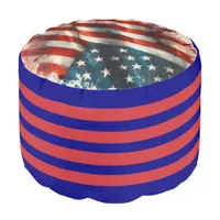 *~* AP16  Patriotic American Flag Watercolor 8 Pouf