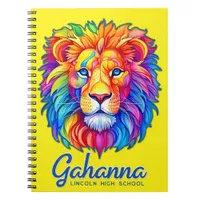 Gahanna Rainbow Lion Head Faux Glitter Spiral Notebook