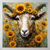 Sunflower Goat Poster