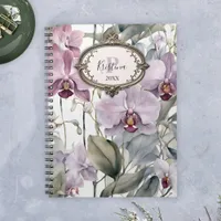 Soft Pink and Lavender Orchids with Vintage Frame Notebook